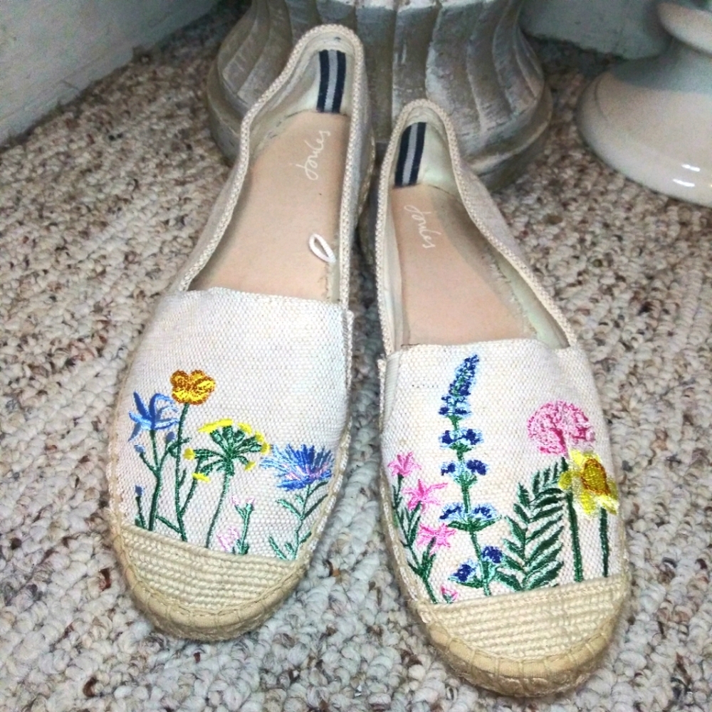 Anthropologie Joules Shelbury  Floral Embroidered Cottagecore Style Espadrilles - Picture 10 of 10